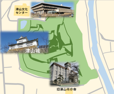 津山城周辺概略図